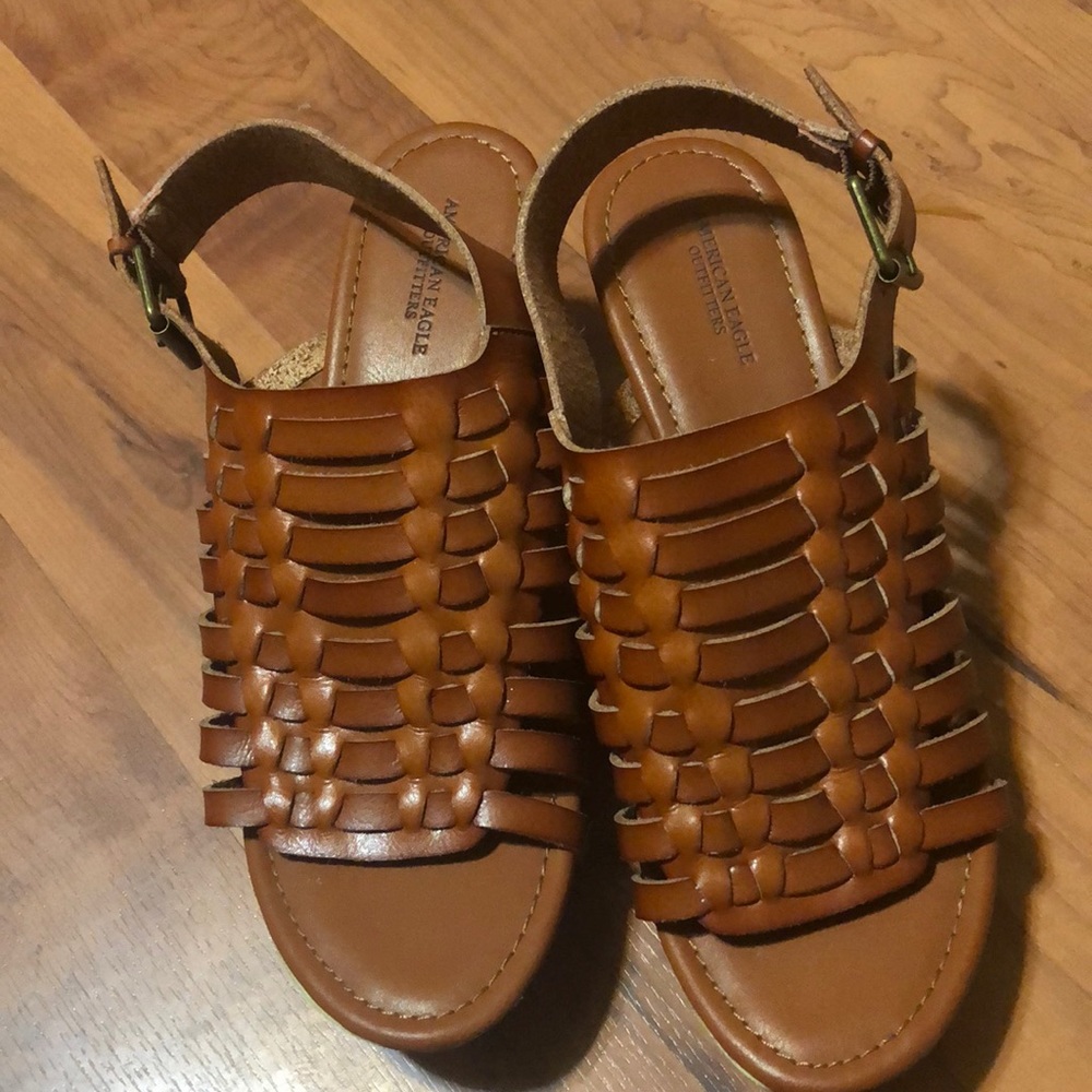 Faux leather wedges